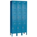 Global Industrial 3-Tier 9 Door Locker, 12Wx15Dx24H, Blue, Assembled 238234BL